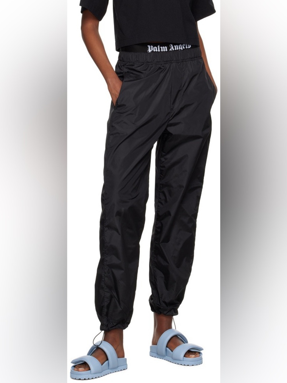 Palm Angels Black Layered Lounge Women’s Track Joggers with Logo Waistband S